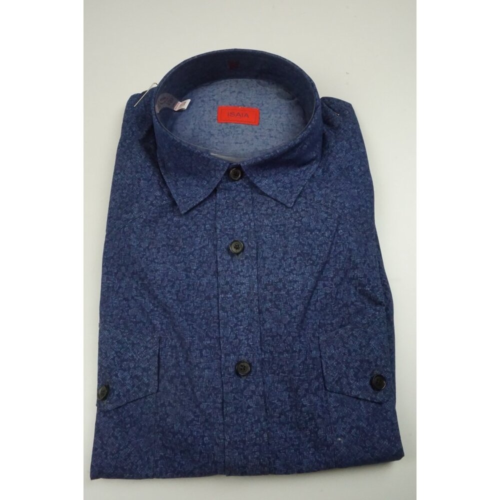 Isaia Vibrant Blue Western Pocketed Long Sleeve Cotton Dress Shirt 15.5/39 NEW
